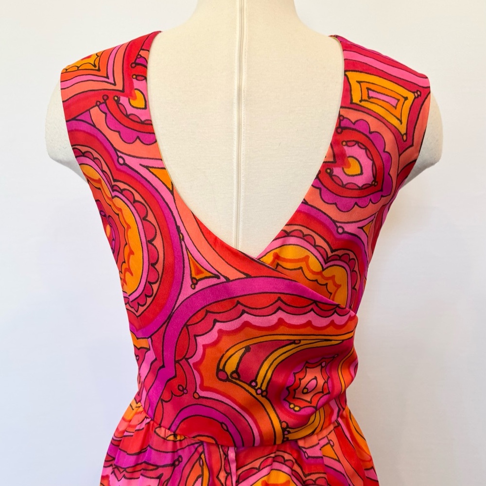 Vintage Malia Hawaiian Pink Orange Mod Heart Paisley 60s 70s Shift Dress 12 - Picture 9 of 11